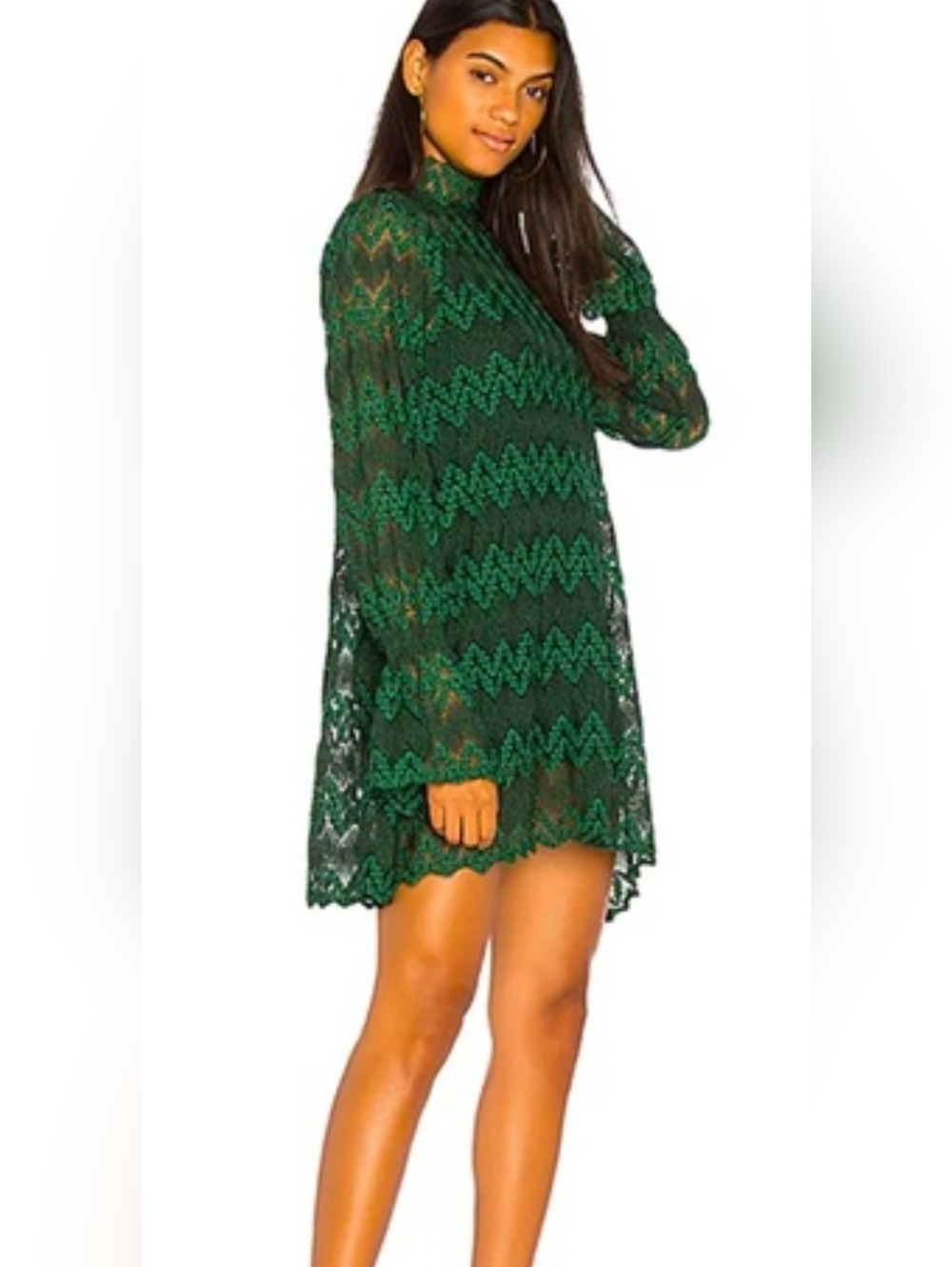 Free People Green Simone Mini Dress Size Medium - Picture 9 of 10